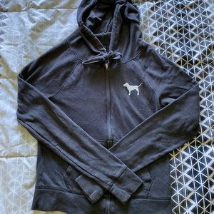 Pink Gray Zip up Hoodie